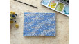 Carnet d'aquarelle A5 paysage papier Arches couverture en papier japonais Fleurs au vent bleu pervenche