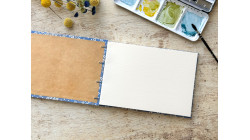 Carnet d’aquarelle A5 paysage – Arches grain fin - Japonais bleu pervenche  | L'atelier Reliure