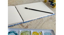 Carnet d’aquarelle A5 paysage – Arches grain fin - Japonais bleu pervenche  | L'atelier Reliure