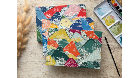 Carnet d'aquarelle Découverte 5 papiers format A5 paysage couverture papier japonais Montagnes rivières