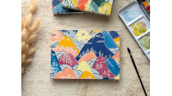 Carnet d’aquarelle découverte 5 papiers - Couverture papier japonais montagnes rivières | L’atelier Reliure