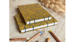 Carnet de croquis A6 fait main — Reliure copte, papier lokta | L'Atelier Reliure