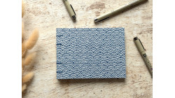 Carnet de croquis A6 paysage reliure copte fait main Vagues bleu marine