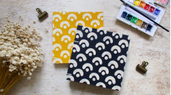 Carnet aquarelle carré 15x15 Fabriano Artistico ou Canson couverture en papier lokta jaune ou indigo