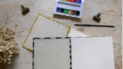 Carnet aquarelle carré 15x15 Fabriano Artistico ou Canson couverture en papier lokta jaune ou indigo